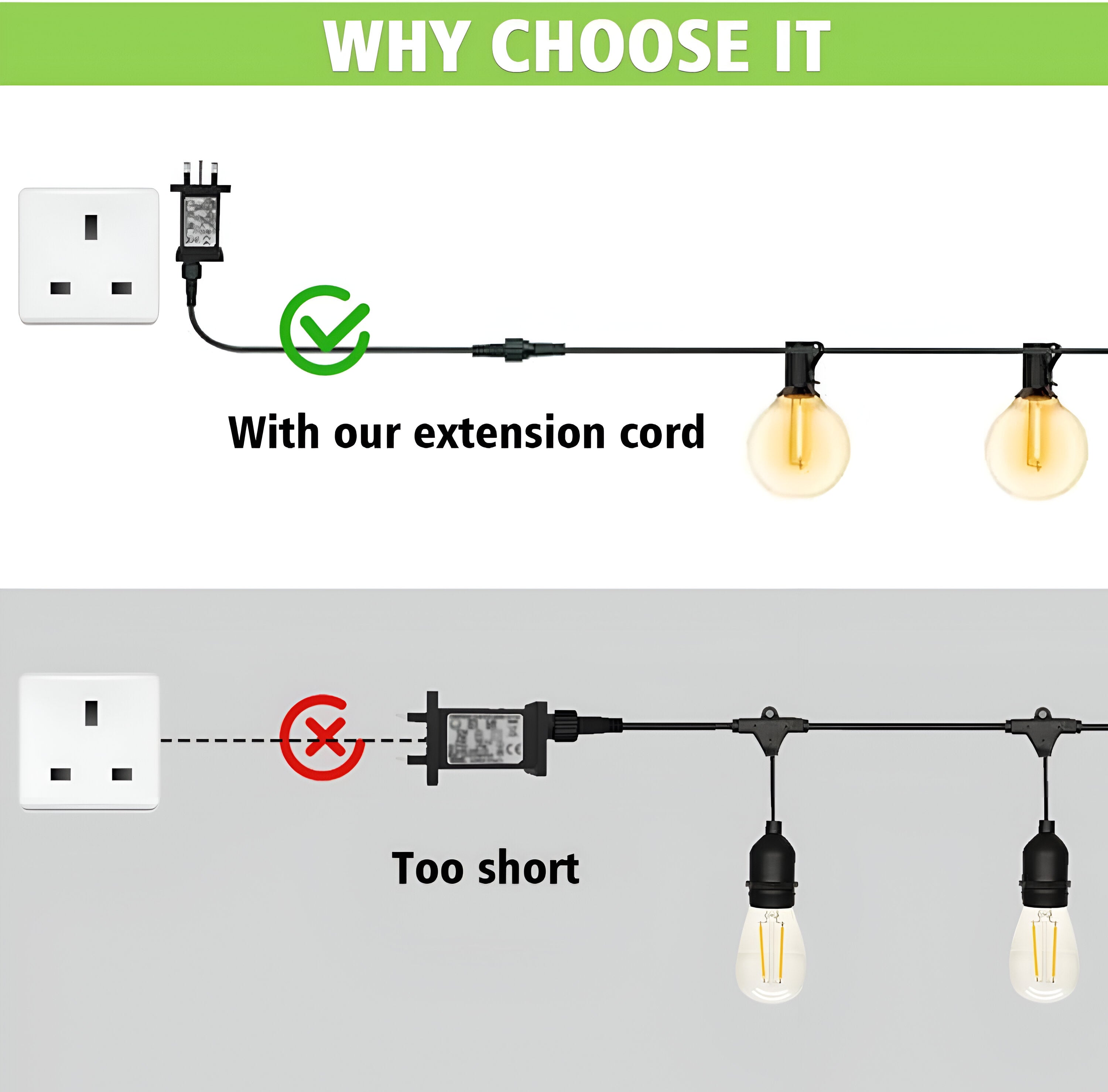 10m 2 Pin Festoon Extension Cable