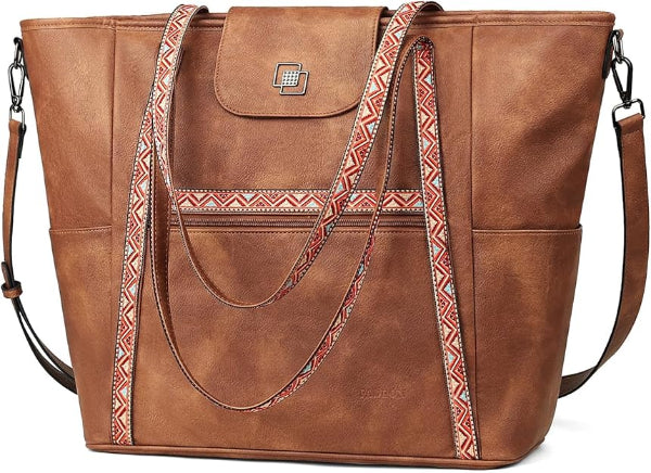 Large Designer Laptop Tote Bag for Women – Leather Shoulder Handbag & Travel Backpack Purse