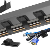 Under Desk Cable Management Kit – 20 Pair Adjustable Cord Organizer, Black