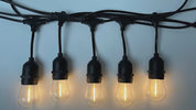 48FT Outdoor LED String Lights, S14 Festoon Lights with 15 E27 Sockets, IP65 Waterproof, 2700K Warm White for Garden, Patio, Party