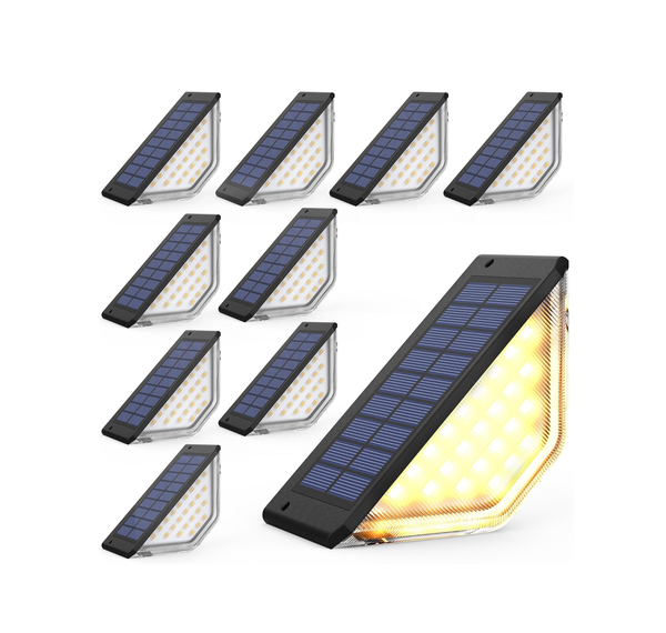 Solar Fence Lights – Outdoor Waterproof LED Wall & Step Lights for Garden, Patio, Yard, or Stairs (Warm White & Cool White Options) 10 packs