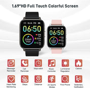 Smart Fitness Watch 1.69" – Heart Rate, Sleep & Step Tracker, IP68 Waterproof