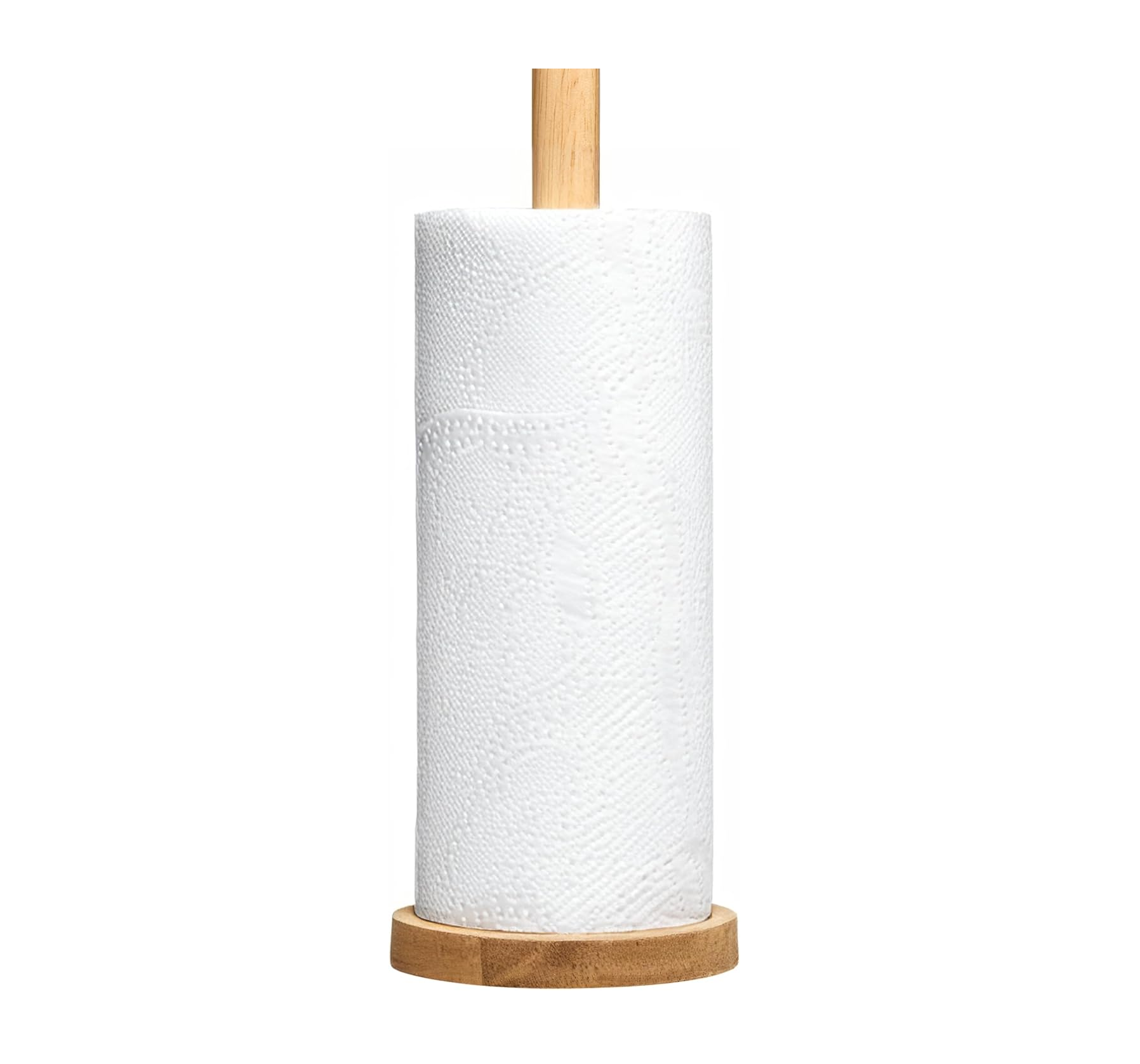 Premier Housewares Eco-Friendly Rubberwood Kitchen & Toilet Roll Holder with Sturdy Base