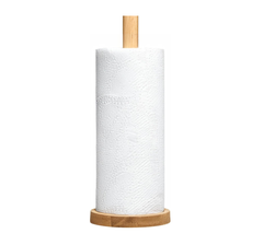 Premier Housewares Eco-Friendly Rubberwood Kitchen & Toilet Roll Holder with Sturdy Base