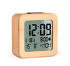 Wooden Digital Alarm Clock – Battery Powered, LCD Backlit, Temperature, Date, Snooze, 12/24H