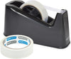 Heavy Duty Black Tape Dispenser with 2 Rolls – Durable Desktop Adhesive Cutter
