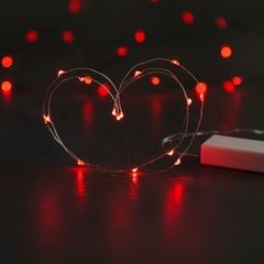 Battery Operated Micro Fairy Lights with 20 Red LEDs on Silver Wire for Indoor Decoration
