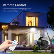 LED Solar Power PIR Motion Sensor Wall Light with Remote & Separate Solar Panel