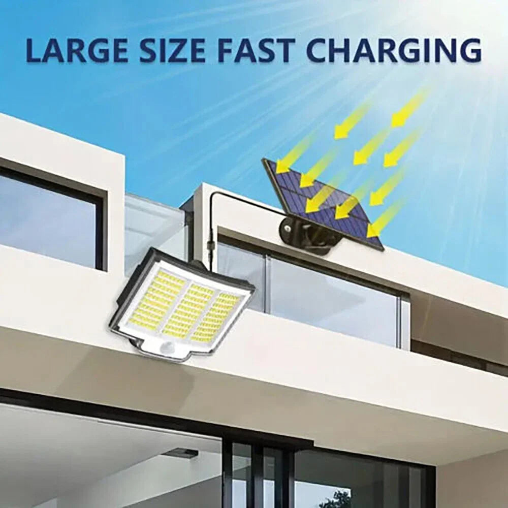 LED Solar Power PIR Motion Sensor Wall Light with Remote & Separate Solar Panel