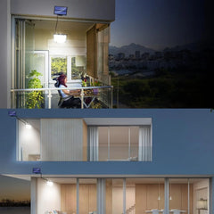 LED Solar Power PIR Motion Sensor Wall Light with Remote & Separate Solar Panel