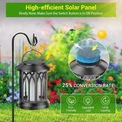 LED Flickering Flame Solar Lantern Waterproof Outdoor Hanging Garden Light