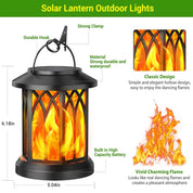 LED Flickering Flame Solar Lantern Waterproof Outdoor Hanging Garden Light