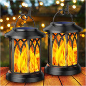 LED Flickering Flame Solar Lantern Waterproof Outdoor Hanging Garden Light