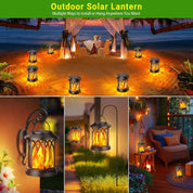 LED Flickering Flame Solar Lantern Waterproof Outdoor Hanging Garden Light