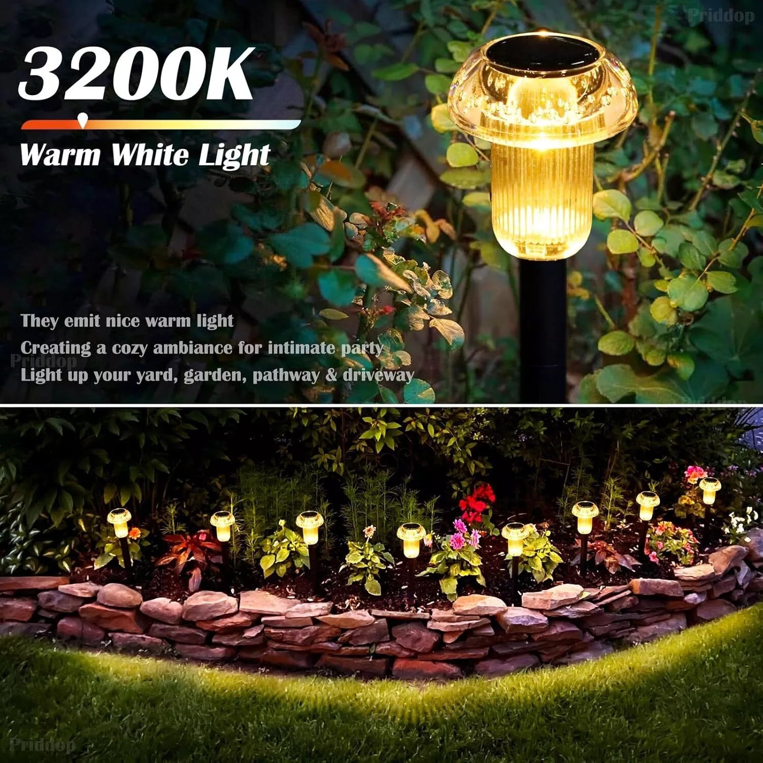 Solar Stake Lights LED Outdoor Garden Pathway Lamp Black Waterproof