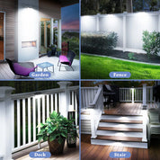 168 LED Solar Motion Sensor Wall Light Outdoor Garden Black
