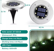 Silver LED Solar Ground Lights Outdoor Garden Path Deck Lamp
