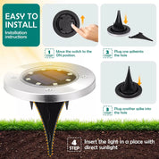 Silver LED Solar Ground Lights Outdoor Garden Path Deck Lamp