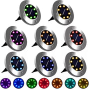 Silver LED Solar Ground Lights Outdoor Garden Path Deck Lamp