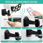 77 LED Black Solar PIR Motion Sensor Wall Light Outdoor Garden Security Lamp