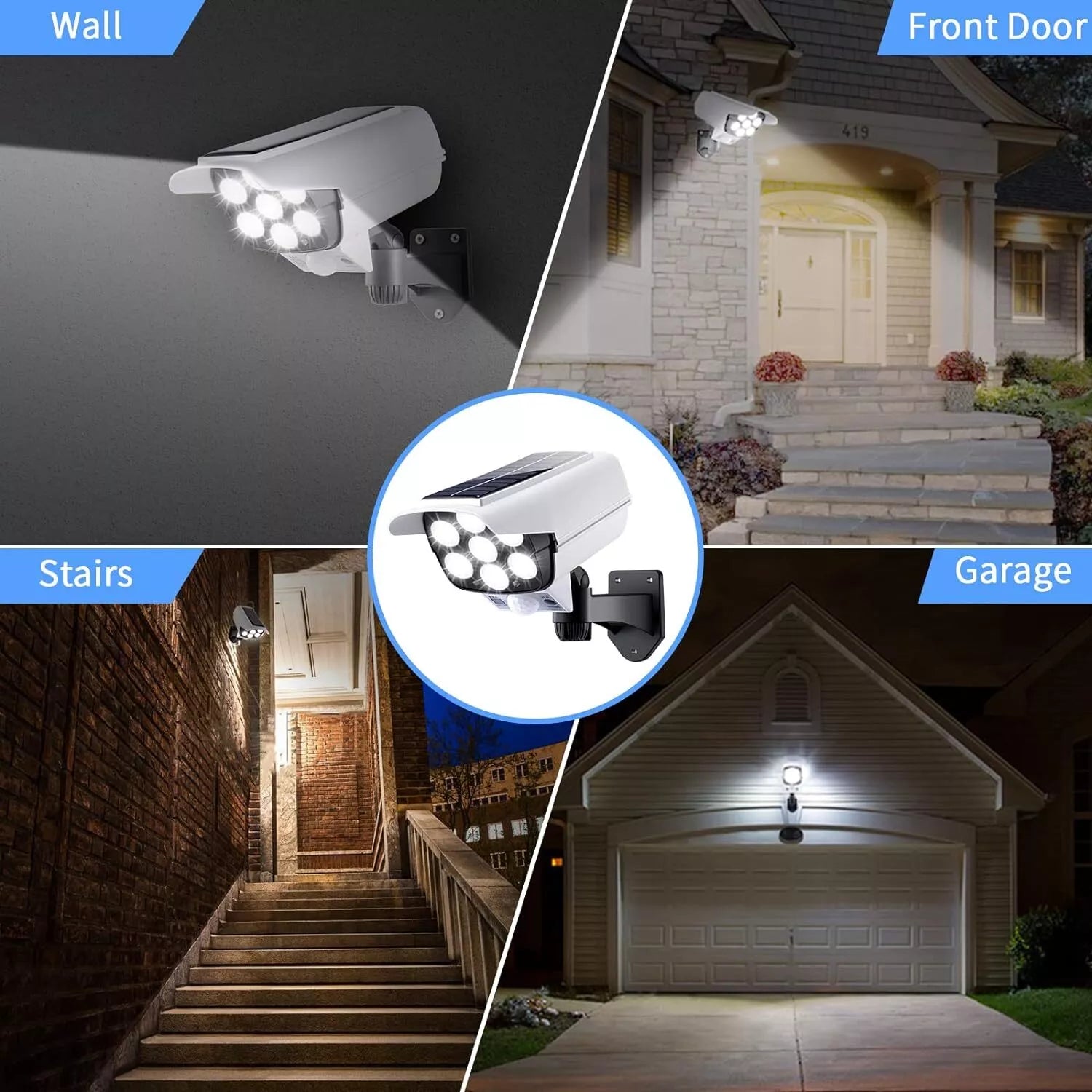 77 LED Black Solar PIR Motion Sensor Wall Light Outdoor Garden Security Lamp