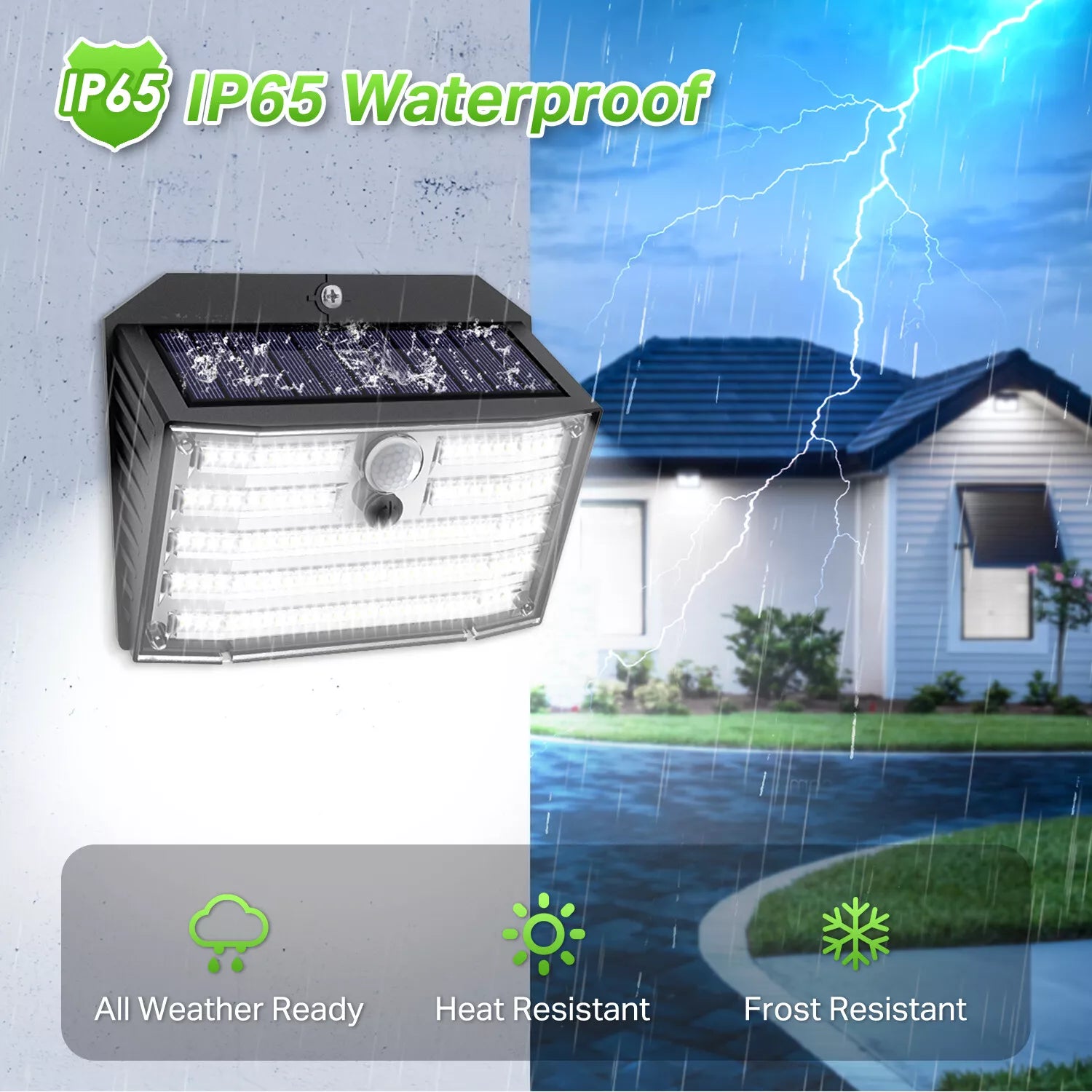 126 LED Solar Motion Sensor Wall Light Cold White Outdoor Security Lamp