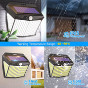 412 LED Solar PIR Motion Sensor Wall Light Clear White Outdoor Security Lamp