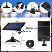 LED Solar Powered Black Pendant Hanging Light with Remote Control