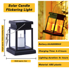 LED Solar Lantern Light Black Waterproof Hanging Outdoor Garden Decor