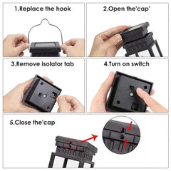 LED Solar Lantern Light Black Waterproof Hanging Outdoor Garden Decor