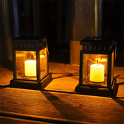 LED Solar Lantern Light Black Waterproof Hanging Outdoor Garden Decor