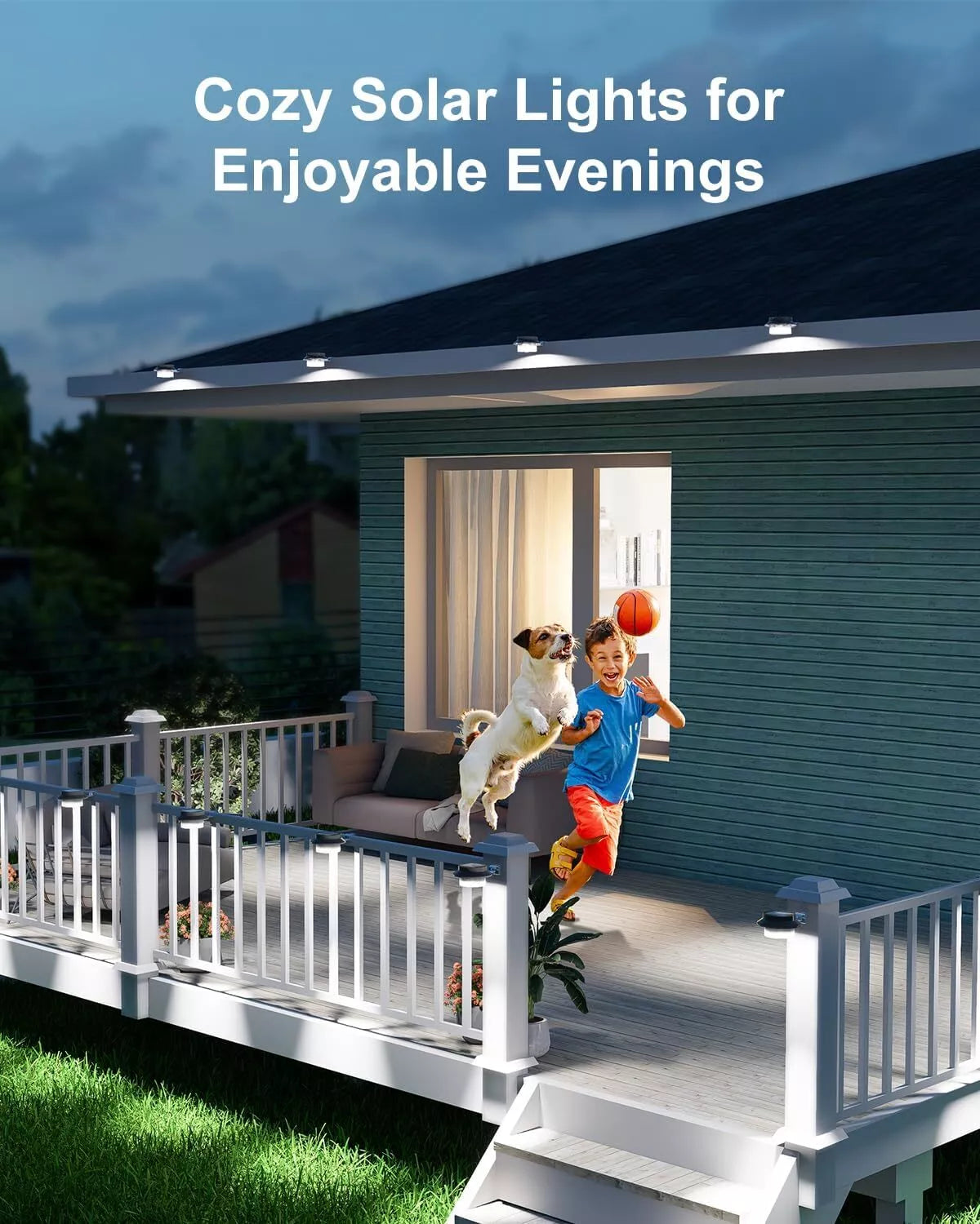 LED Solar Powered Gutter Lights Outdoor Waterproof Wall Lamp