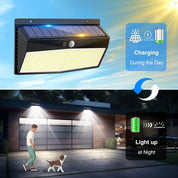 368 LED Solar Power Motion Sensor Wall Light Outdoor Waterproof Lamp – Black