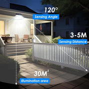 368 LED Solar Power Motion Sensor Wall Light Outdoor Waterproof Lamp – Black
