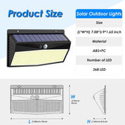 368 LED Solar Power Motion Sensor Wall Light Outdoor Waterproof Lamp – Black
