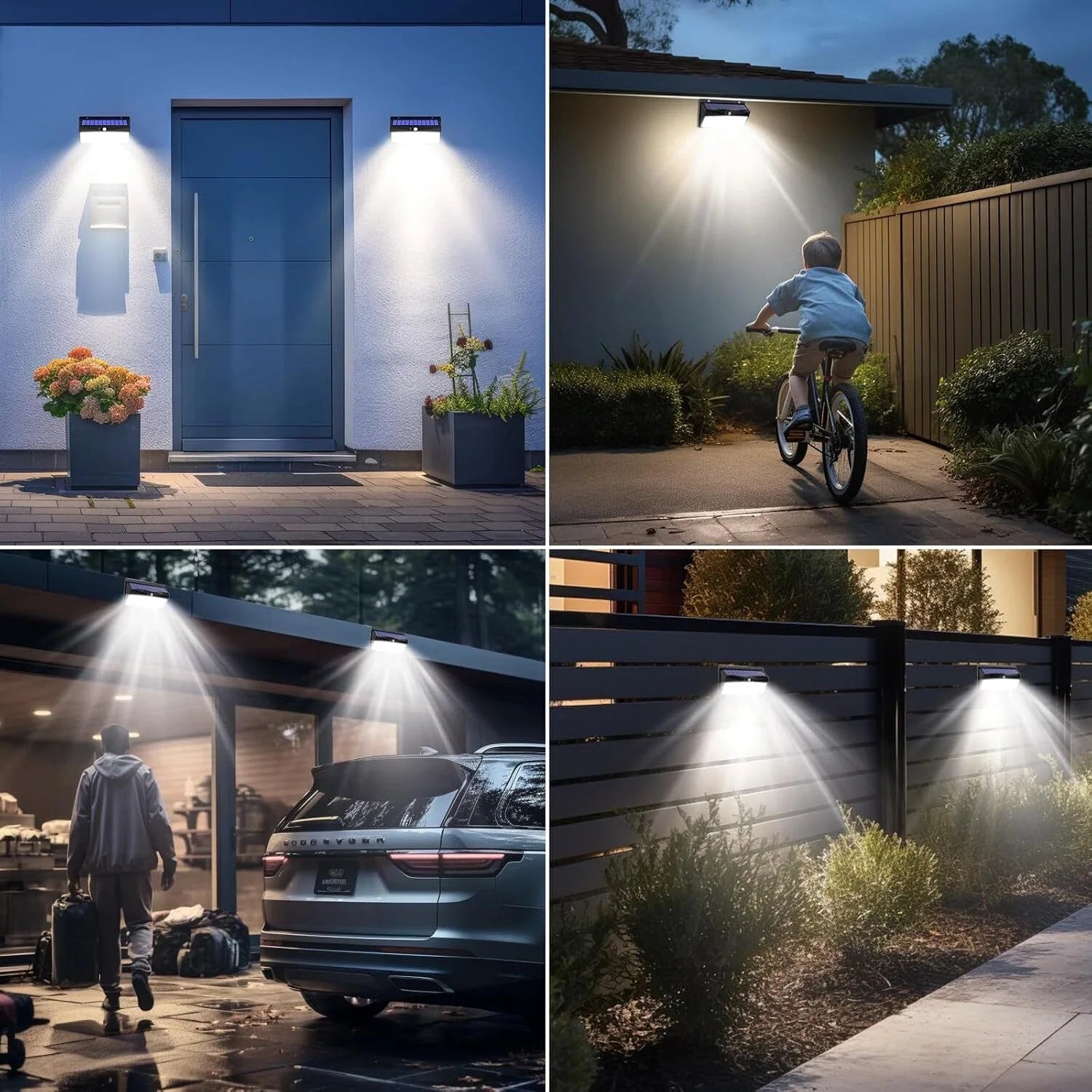 368 LED Solar Power Motion Sensor Wall Light Outdoor Waterproof Lamp – Black