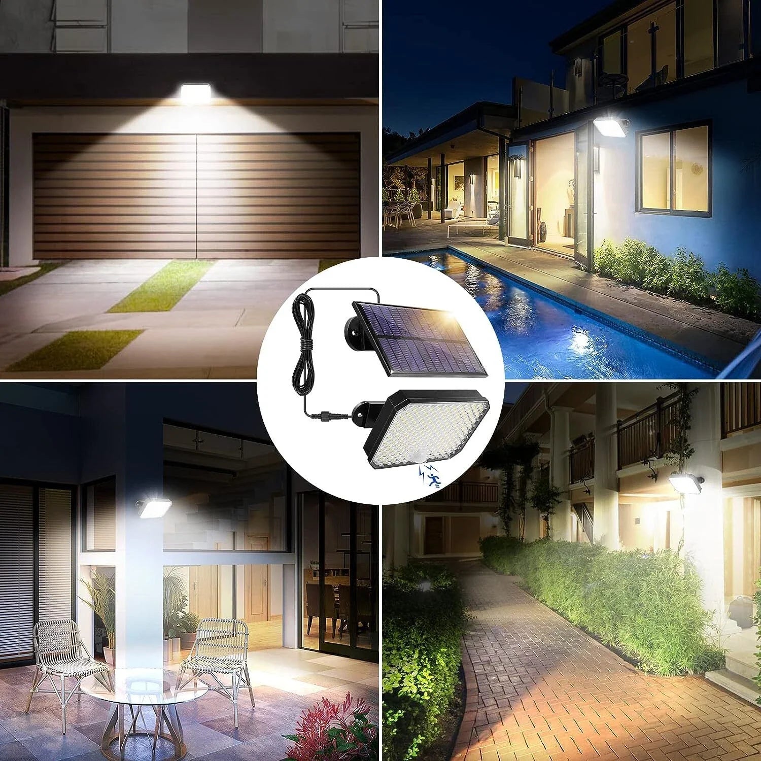 Black LED Solar Motion Sensor Wall Light Outdoor Garden Security Lamp
