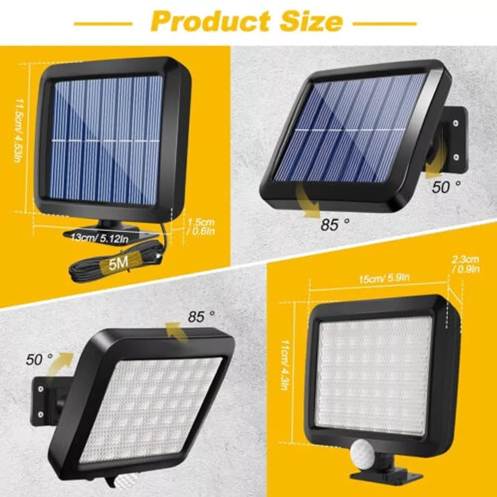 Black LED Solar Motion Sensor Wall Light Outdoor Garden Security Lamp