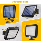 Black LED Solar Motion Sensor Wall Light Outdoor Garden Security Lamp