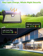 2Pack Black Solar Sensor LED Flood Lights Outdoor Waterproof Security Lamp