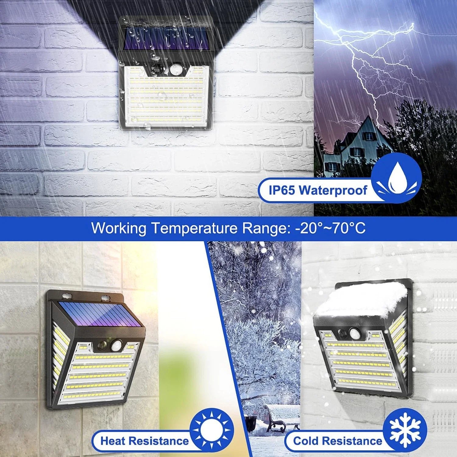 Solar PIR Motion Sensor Wall Light 121 LED Outdoor Security Lamp