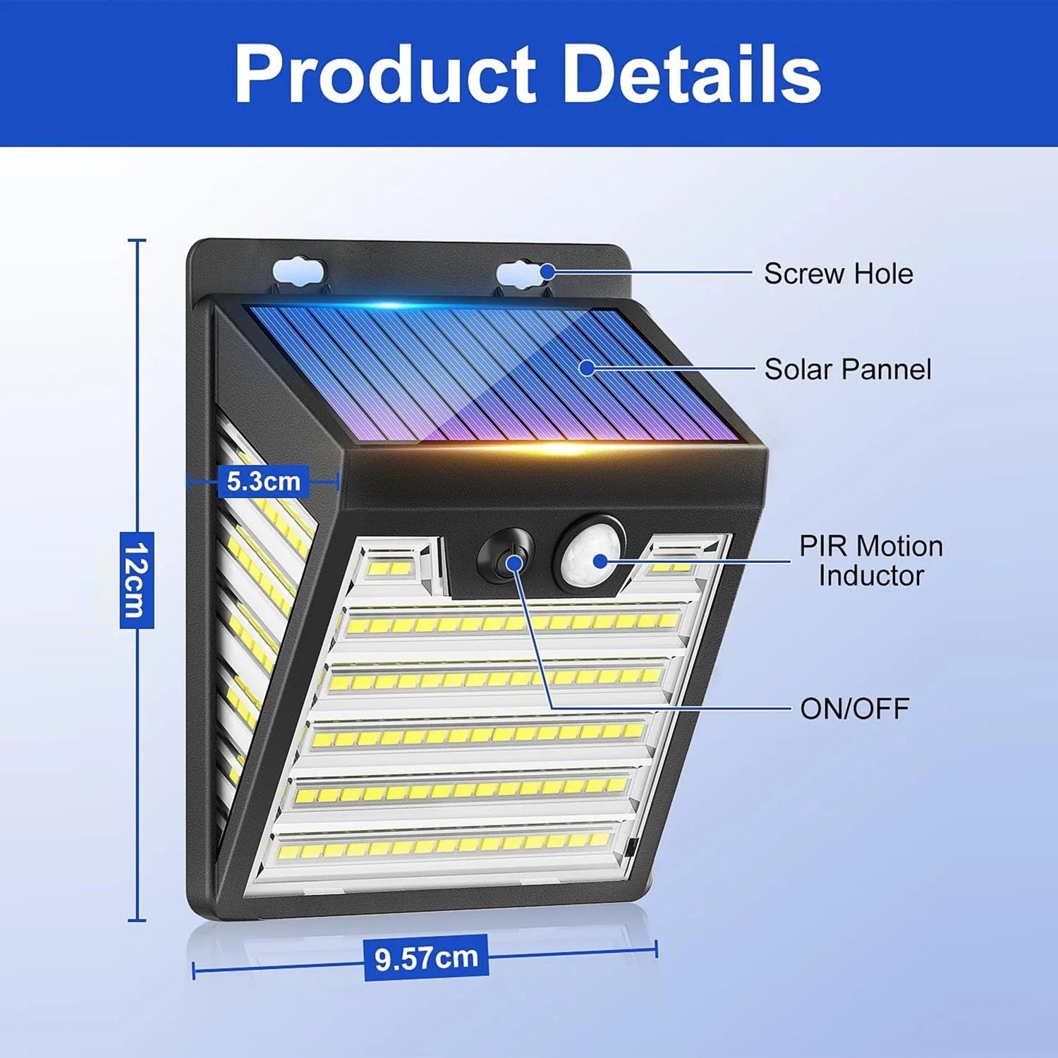 Solar PIR Motion Sensor Wall Light 121 LED Outdoor Security Lamp