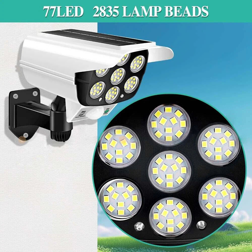 77 LED Solar Motion Sensor Wall Light with Remote Control – White