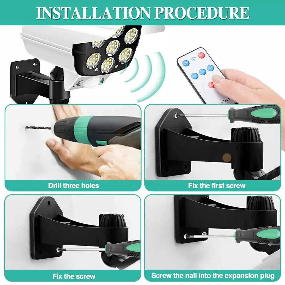 77 LED Solar Motion Sensor Wall Light with Remote Control – White