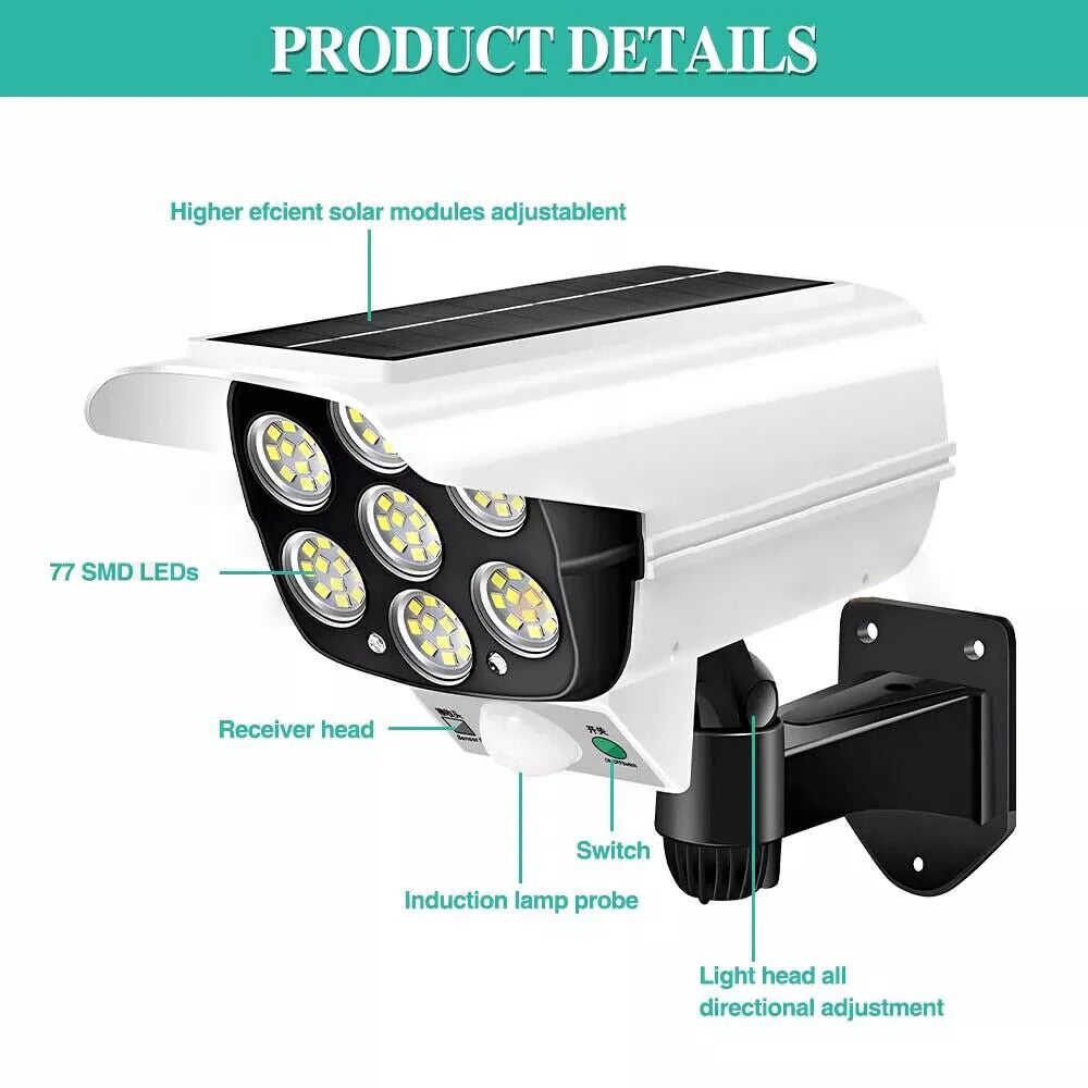 77 LED Solar Motion Sensor Wall Light with Remote Control – White