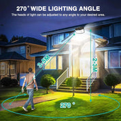 576 LED Solar Motion Sensor Wall Light Outdoor Waterproof 6500K – Black