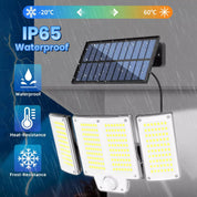 3-Head Solar Motion Sensor Light Outdoor Waterproof LED Flood Lamp