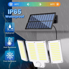 3-Head Solar Motion Sensor Light Outdoor Waterproof LED Flood Lamp
