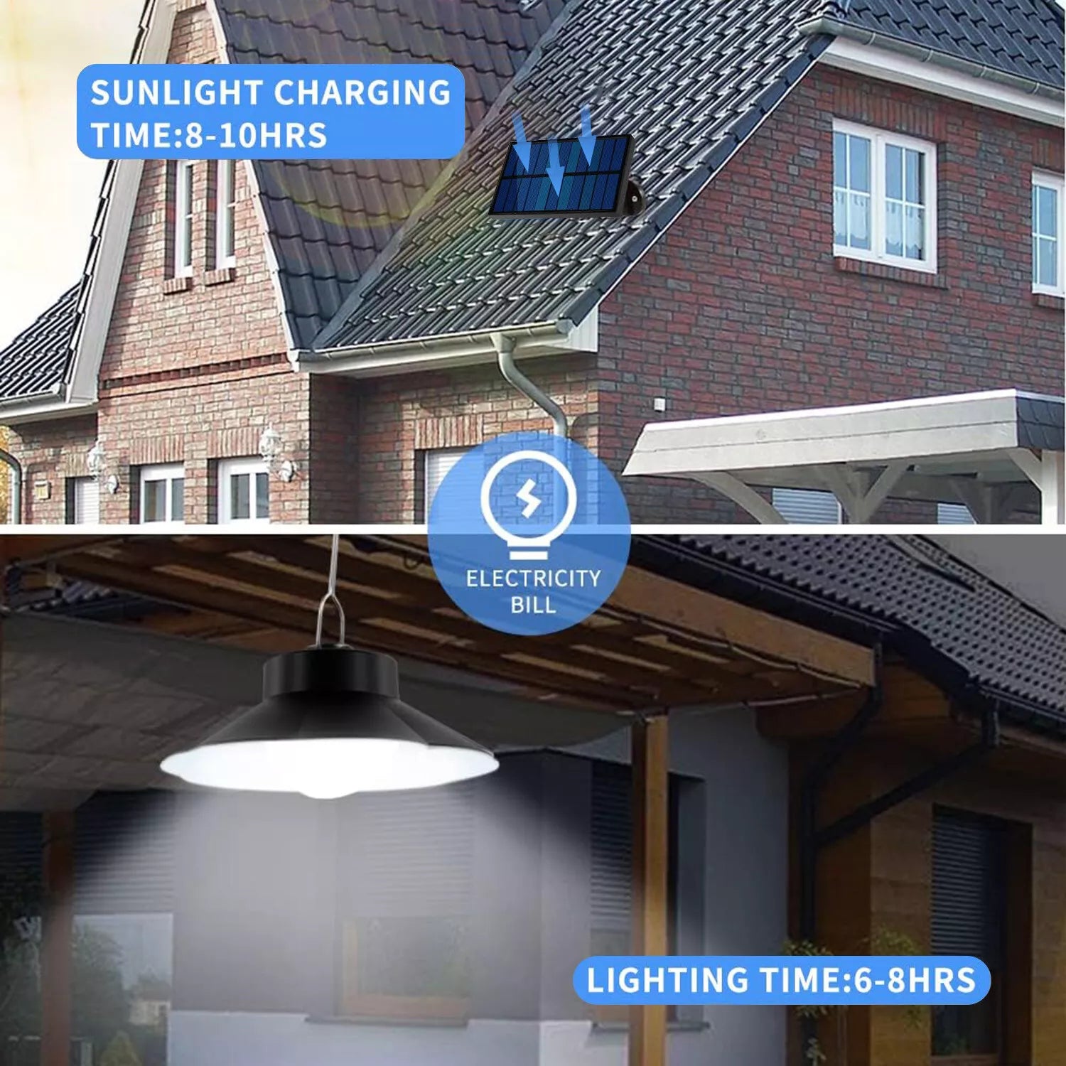 LED Solar Pendant Light with Remote & Timer – 3 Color Modes, Waterproof