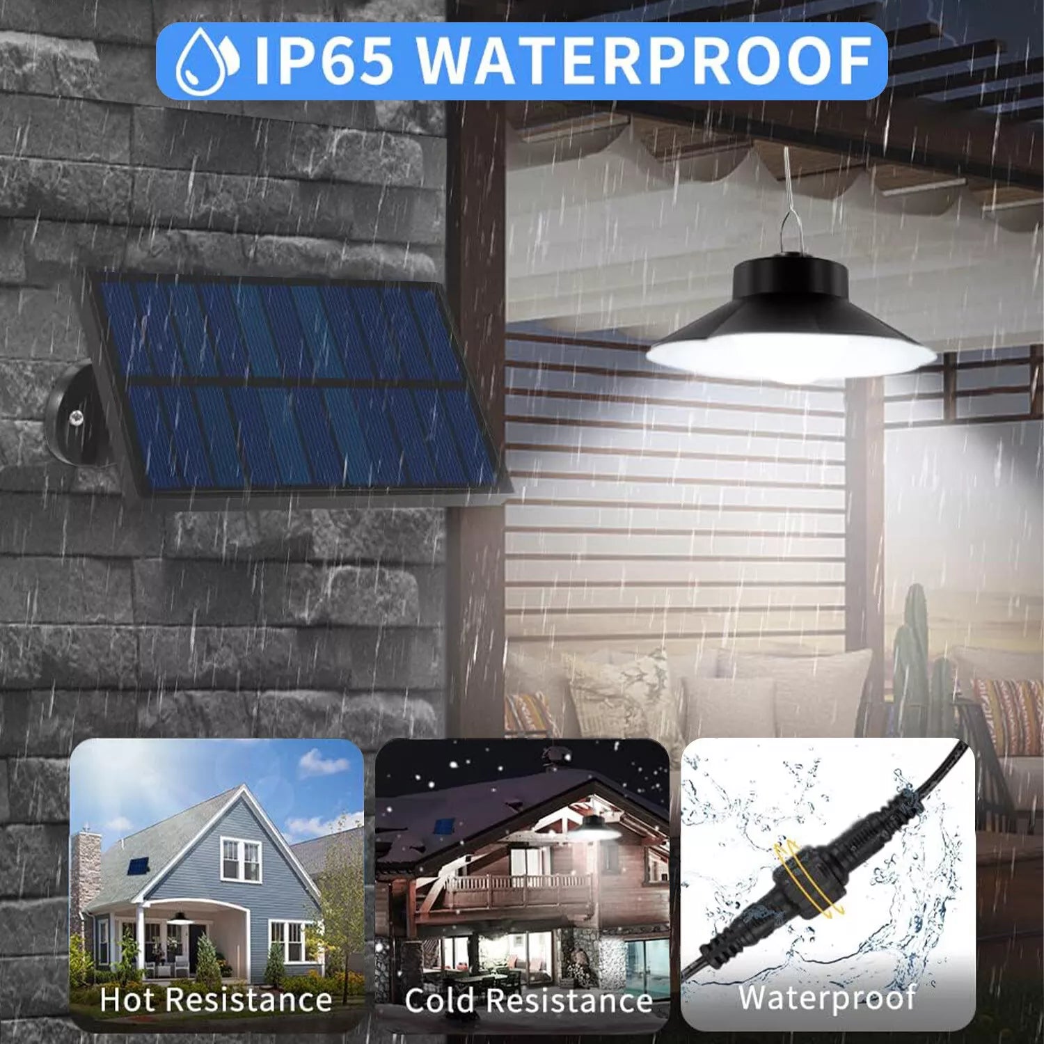 LED Solar Pendant Light with Remote & Timer – 3 Color Modes, Waterproof